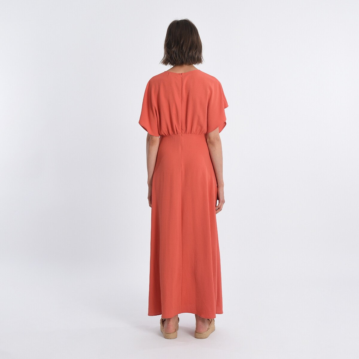 Платье Длинное с V-образным вырезом XL оранжевый LaRedoute, размер XL - фото 3