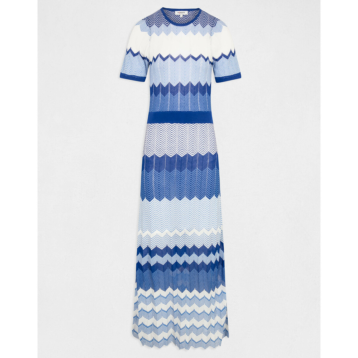Платье-пуловер Длинное прямое с зигзагообразным принтом L синий LaRedoute, размер L - фото 5