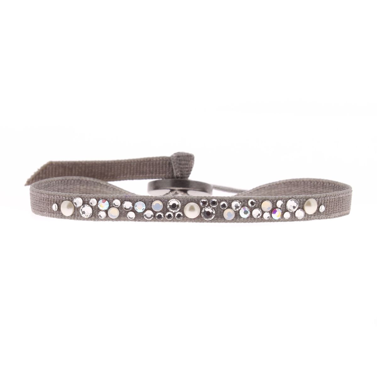 Bracelet en Tissu Argenté et Cristal