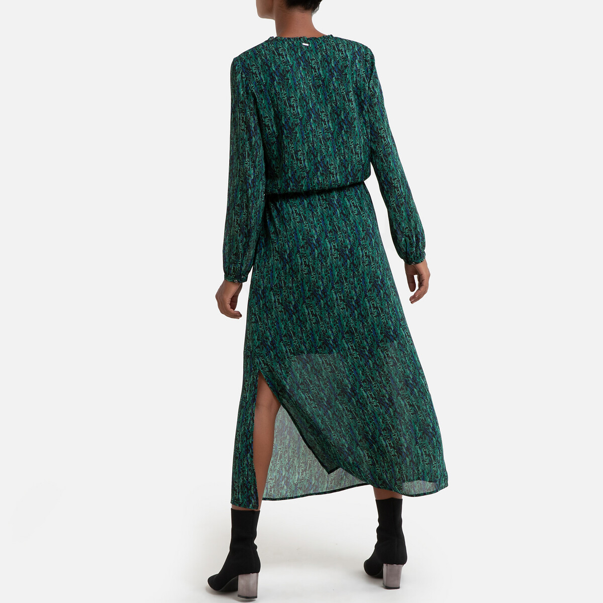 Платье La Redoute Из вуали с принтом длинное с длинными рукавами 40 (FR) - 46 (RUS) зеленый, размер 40 (FR) - 46 (RUS) Из вуали с принтом длинное с длинными рукавами 40 (FR) - 46 (RUS) зеленый - фото 3