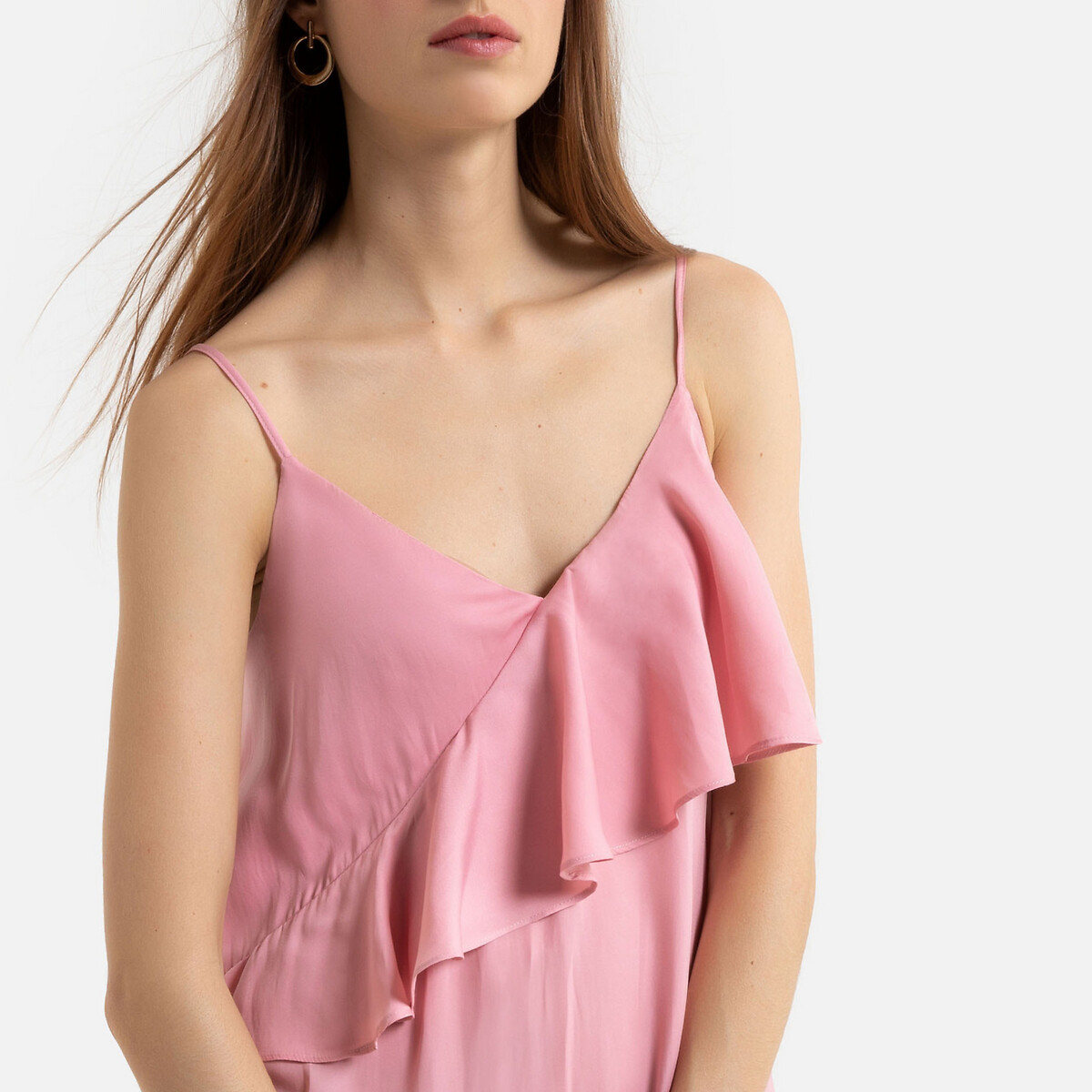 Платье La Redoute Длинное на тонких бретелях с воланом 34 (FR) - 40 (RUS) розовый, размер 34 (FR) - 40 (RUS) Длинное на тонких бретелях с воланом 34 (FR) - 40 (RUS) розовый - фото 2