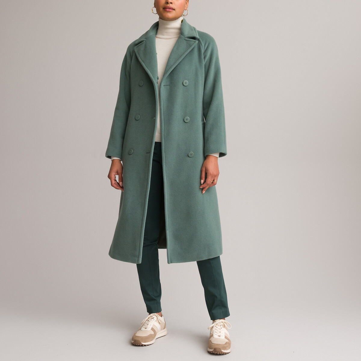 Пальто Длинное с застежкой на пуговицы 38 (FR) - 44 (RUS) зеленый