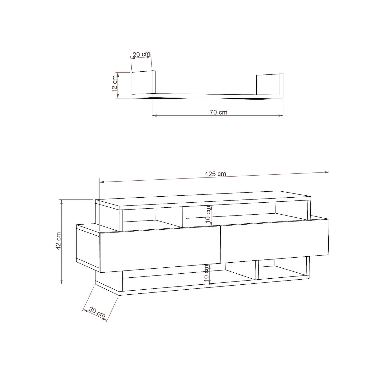 

ТВ LaRedoute, Каштановый, ТВ тумба RELA TV STAND единый размер каштановый