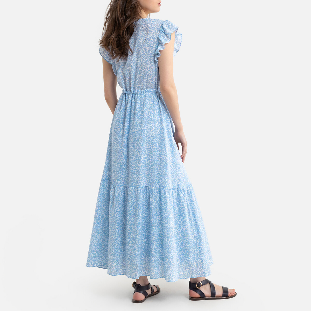 Платье LaRedoute Длинное с плечиками с воланами GABRIEL S синий, размер S - фото 4