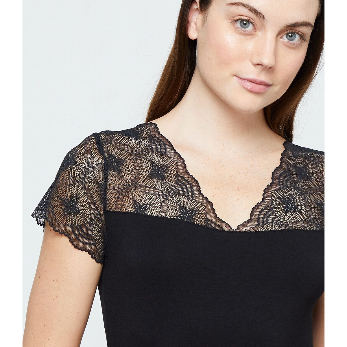 Рубашка LaRedoute Ночная с кружевными вставками LIDDY LACE M черный, размер M - фото 2