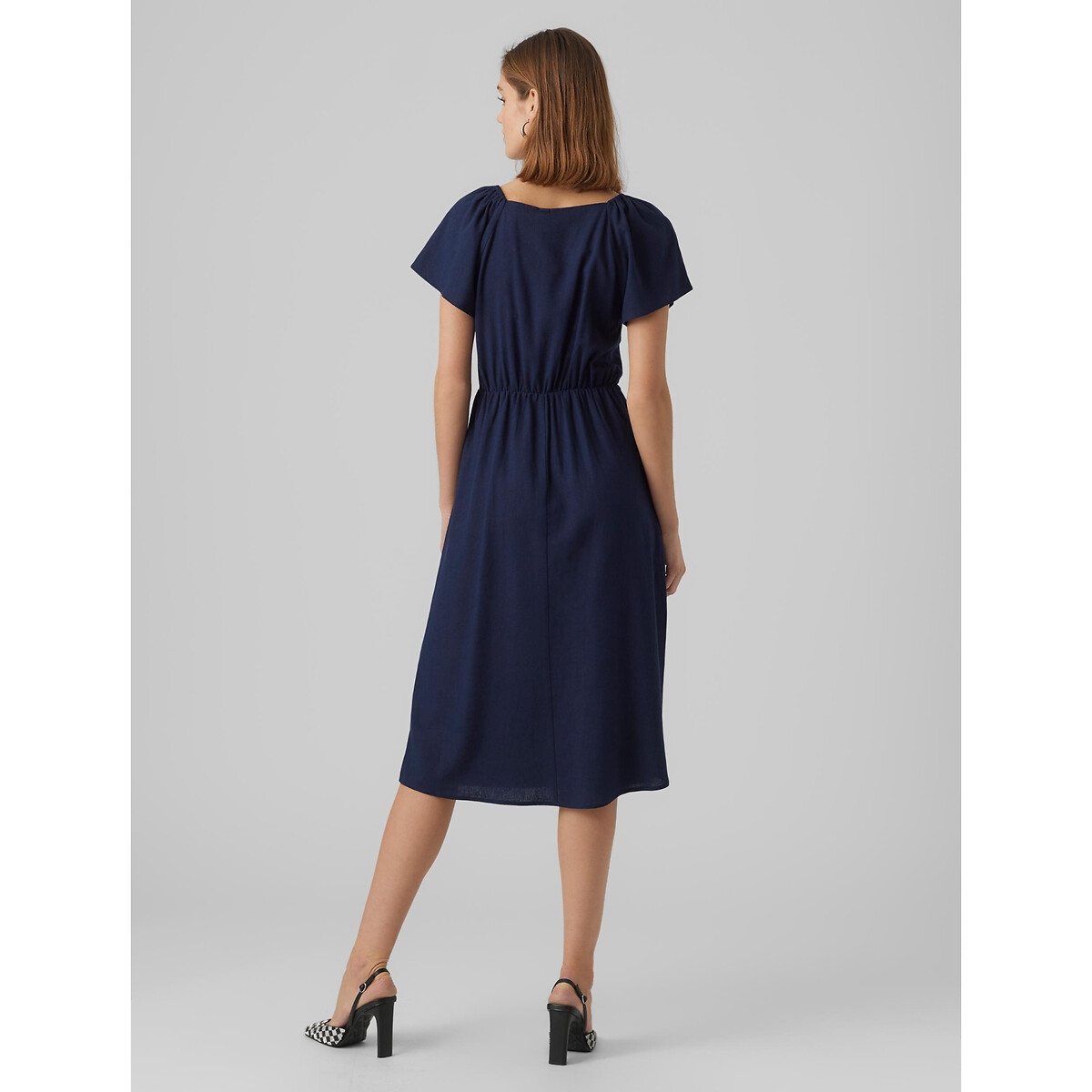 Платье Длинное с короткими рукавами L синий LaRedoute, размер L - фото 4
