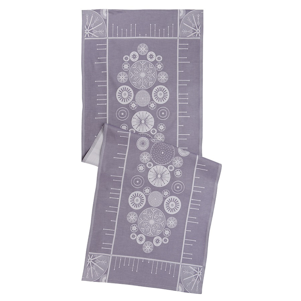 Дорожка из хлопка фиолетово-серого цвета с рисунком Ледяные узоры New Year Essential 53х150см  единый размер фиолетовый LaRedoute - фото 2
