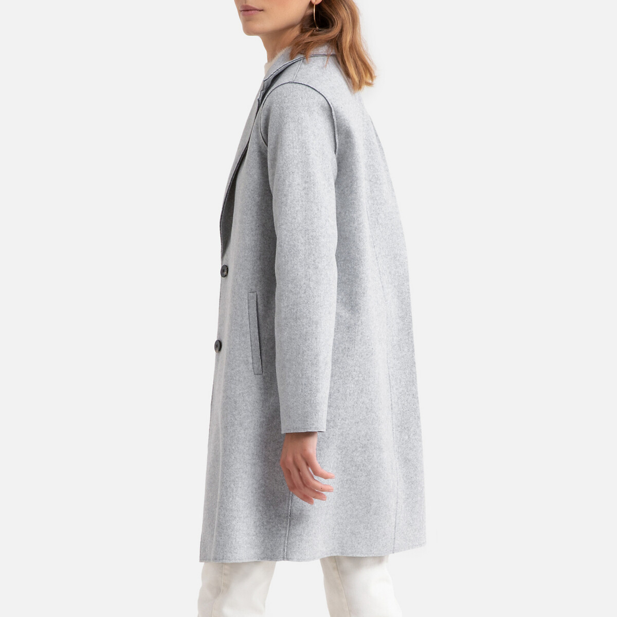 Пальто La Redoute Средней длины на пуговицах M серый, размер M - фото 4