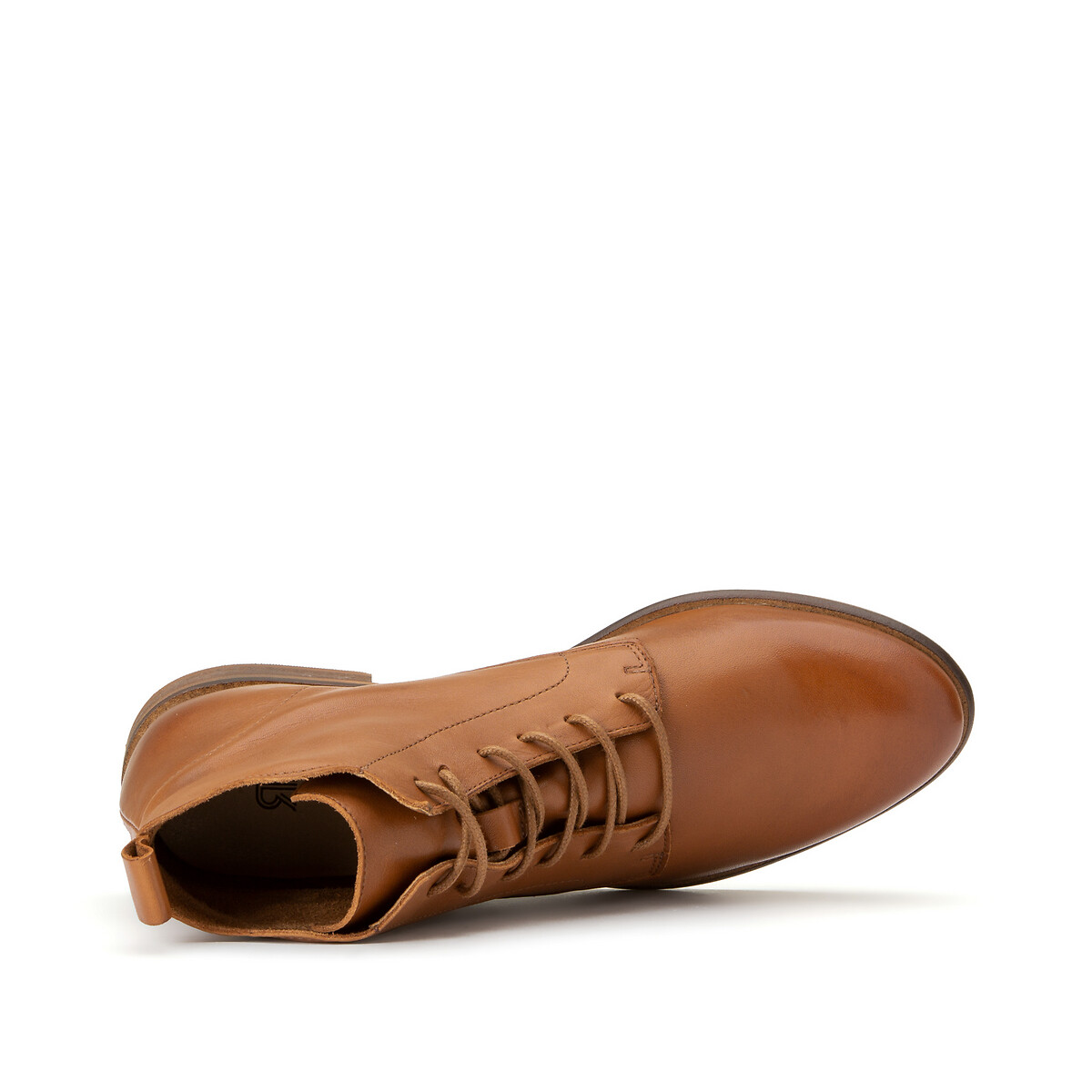 Ботинки La Redoute Из кожи на шнуровке плоский каблук 40 каштановый, размер 40 - фото 4
