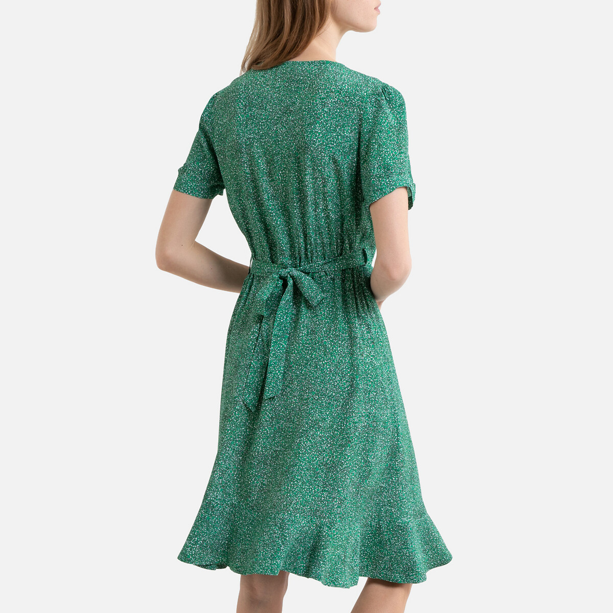 Платье La Redoute С запахом с короткими рукавами PERRINE 36 (FR) - 42 (RUS) зеленый, размер 36 (FR) - 42 (RUS) С запахом с короткими рукавами PERRINE 36 (FR) - 42 (RUS) зеленый - фото 3