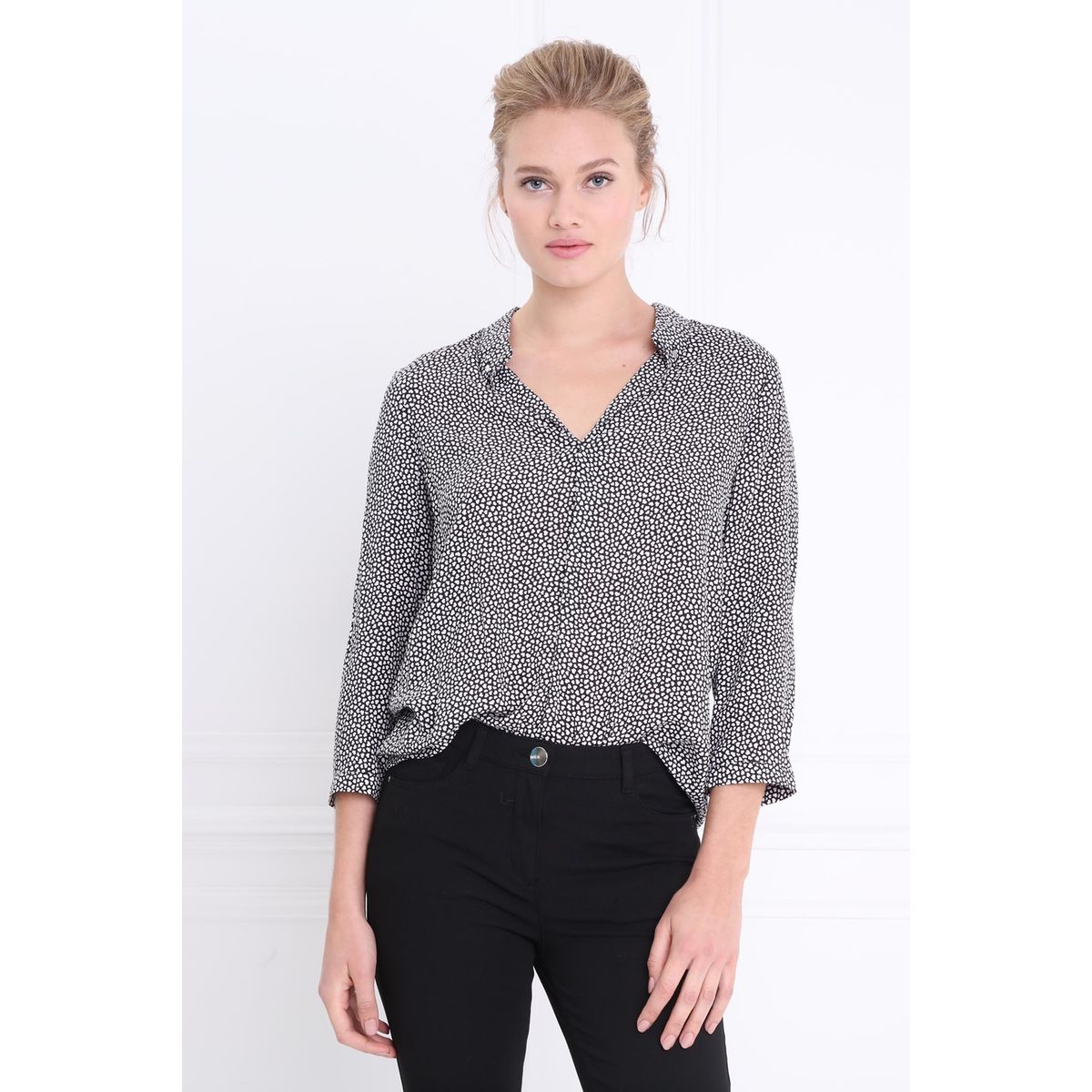 Blouse manches 3/4 col ouvert
