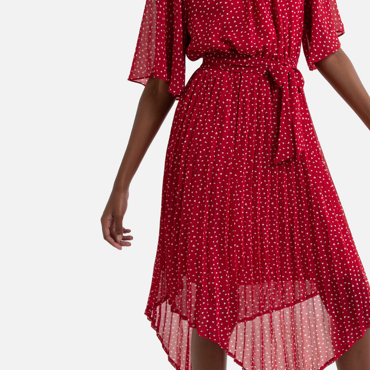 Платье La Redoute Короткое асимметричное принт сердечки XS красный, размер XS - фото 4