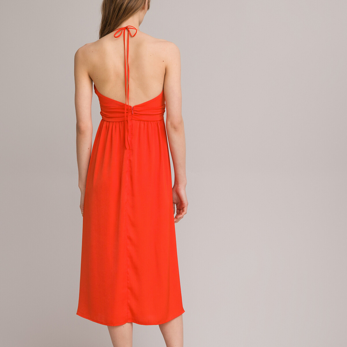 Платье LA REDOUTE COLLECTIONS С тонкими бретелями 40 оранжевый, размер 40 - фото 4