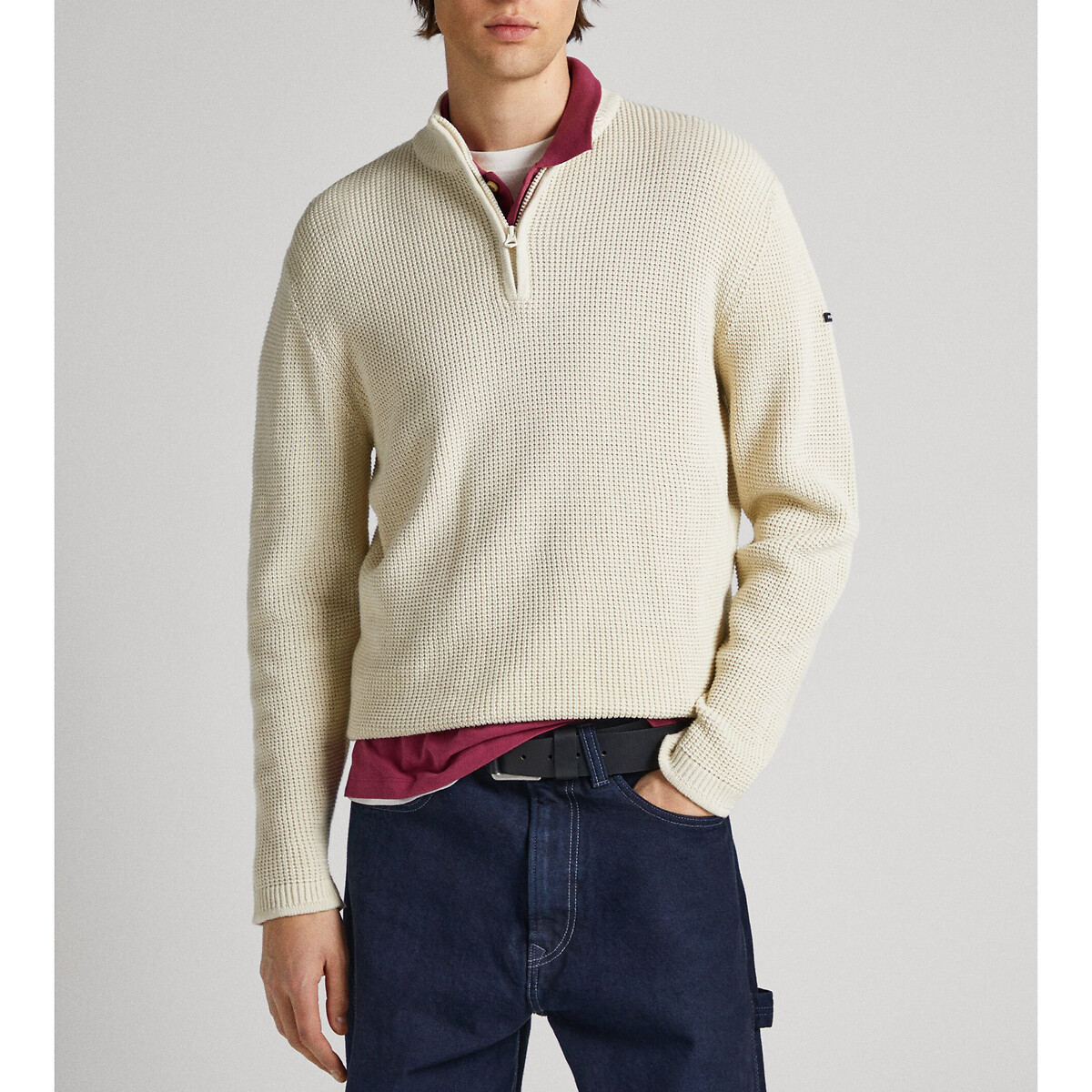 Пуловер с воротником-стойкой на молнии XL бежевый пуловер с воротником стойкой на молнии m синий