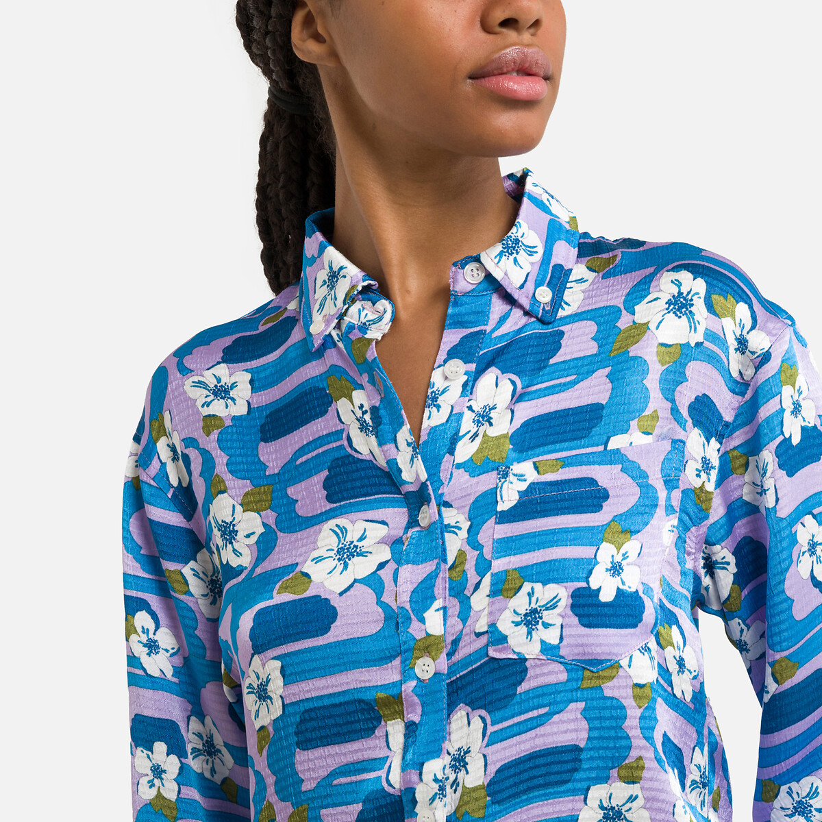 Рубашка С принтом с длинныит рукавами SHANING  M синий LaRedoute, размер M - фото 3