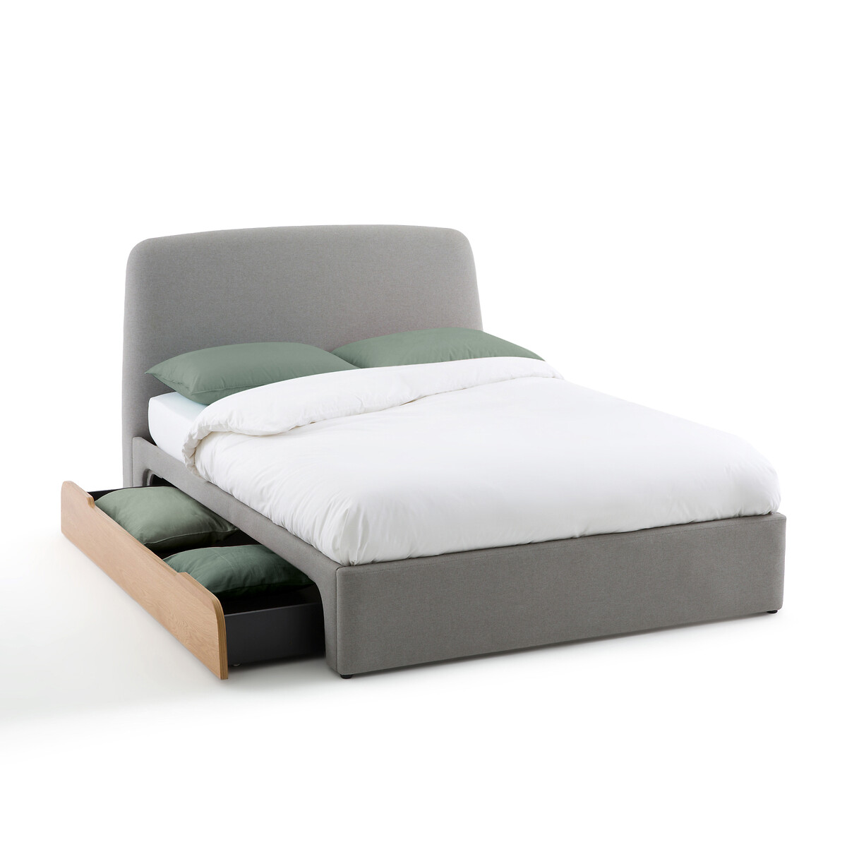 Мягкая LA REDOUTE INTERIEURS Кровать с матрасом Olinas 140 x 190 см серый, размер 140 x 190 см - фото 5