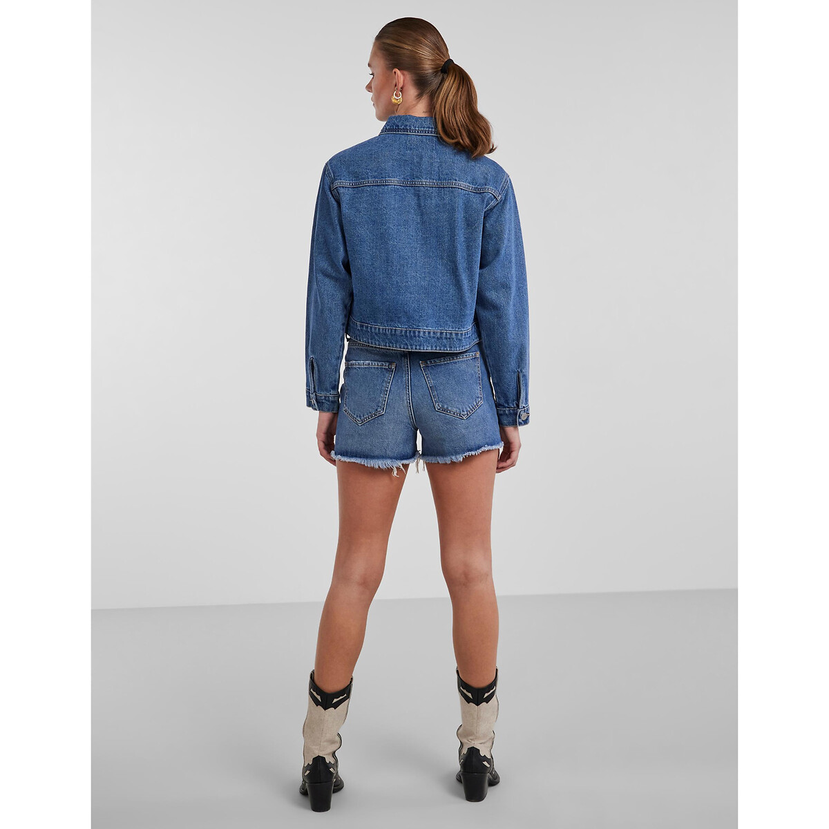 Жакет Короткий из джинсовой ткани L синий LaRedoute, размер L - фото 3