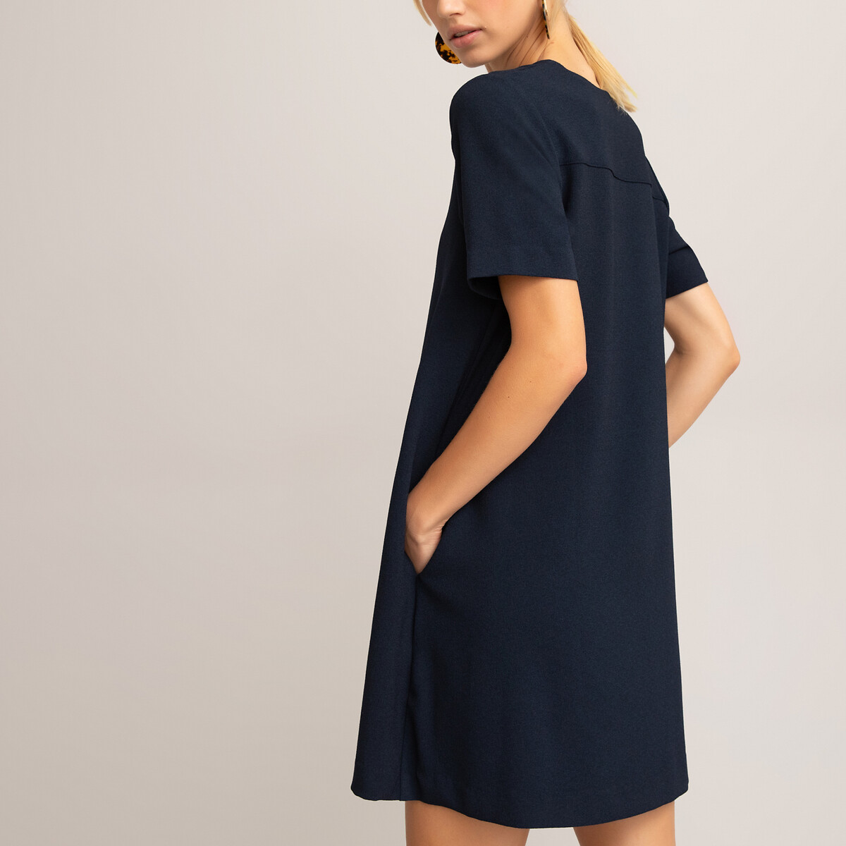 Платье Короткое с V-образным вырезом короткие рукава 58 синий LaRedoute, размер 58 - фото 4