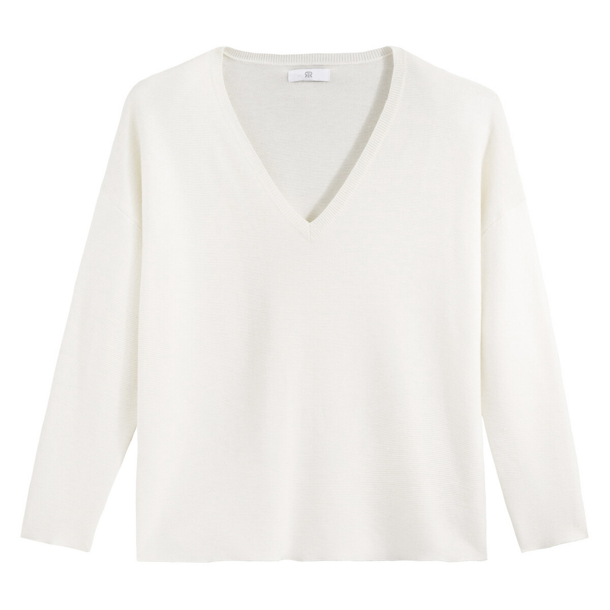 Пуловер La Redoute С V-образным вырезом из тонкого трикотажа L белый, размер L - фото 5