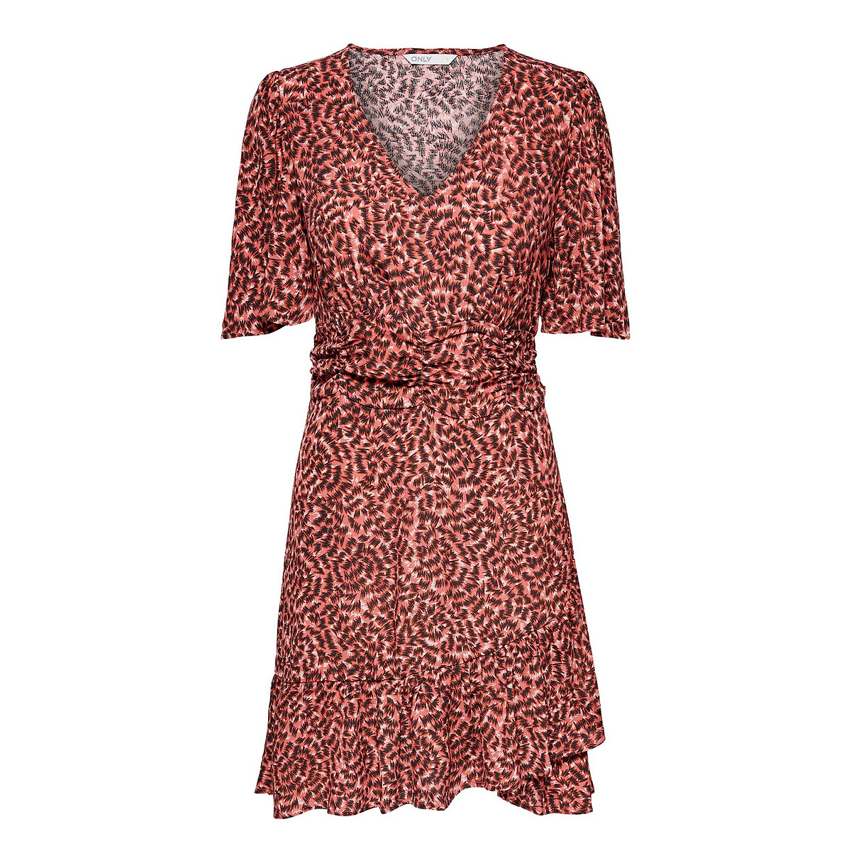 Платье LaRedoute Короткое с рисунком и V-образным вырезом L розовый, размер L - фото 5