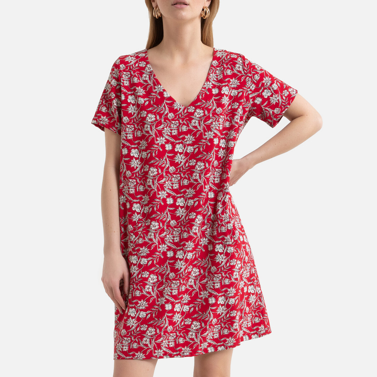 

Платье LaRedoute, Черный, Короткое с цветочным рисунком и V-образным вырезом S черный
