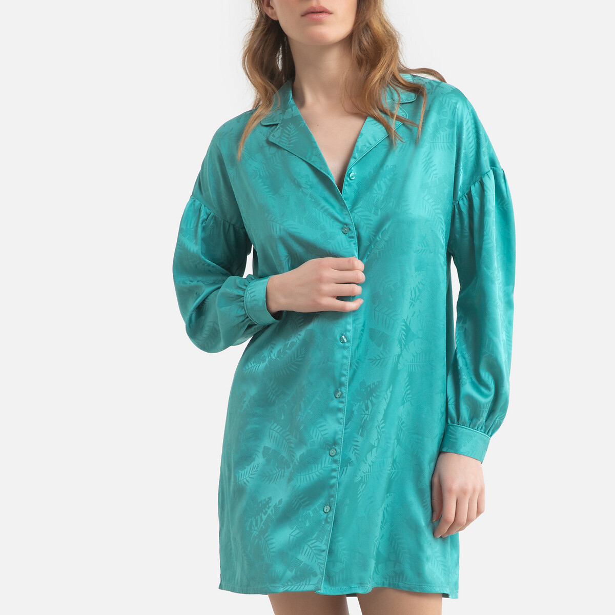 Ночная LaRedoute Рубашка в форме пижамы из сатина 44 (FR) - 50 (RUS) зеленый, размер 44 (FR) - 50 (RUS) Рубашка в форме пижамы из сатина 44 (FR) - 50 (RUS) зеленый - фото 1