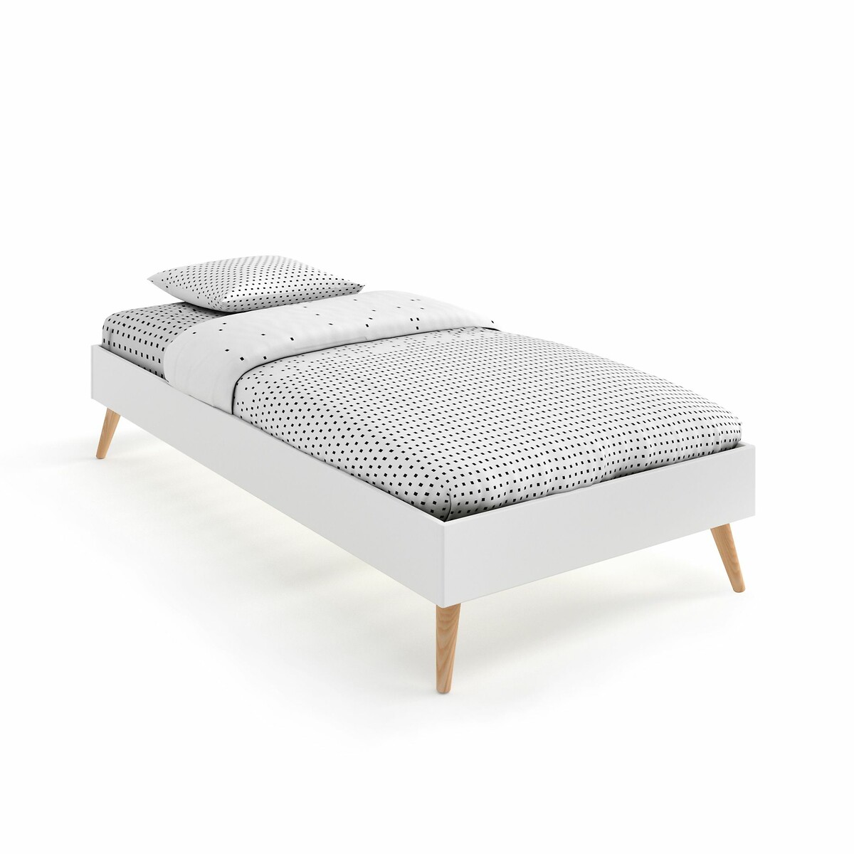 кровать в винтажном стиле с сеткой malu 90 x 190 см каштановый Кровать с сеткой JIMI 90 x 190 см белый