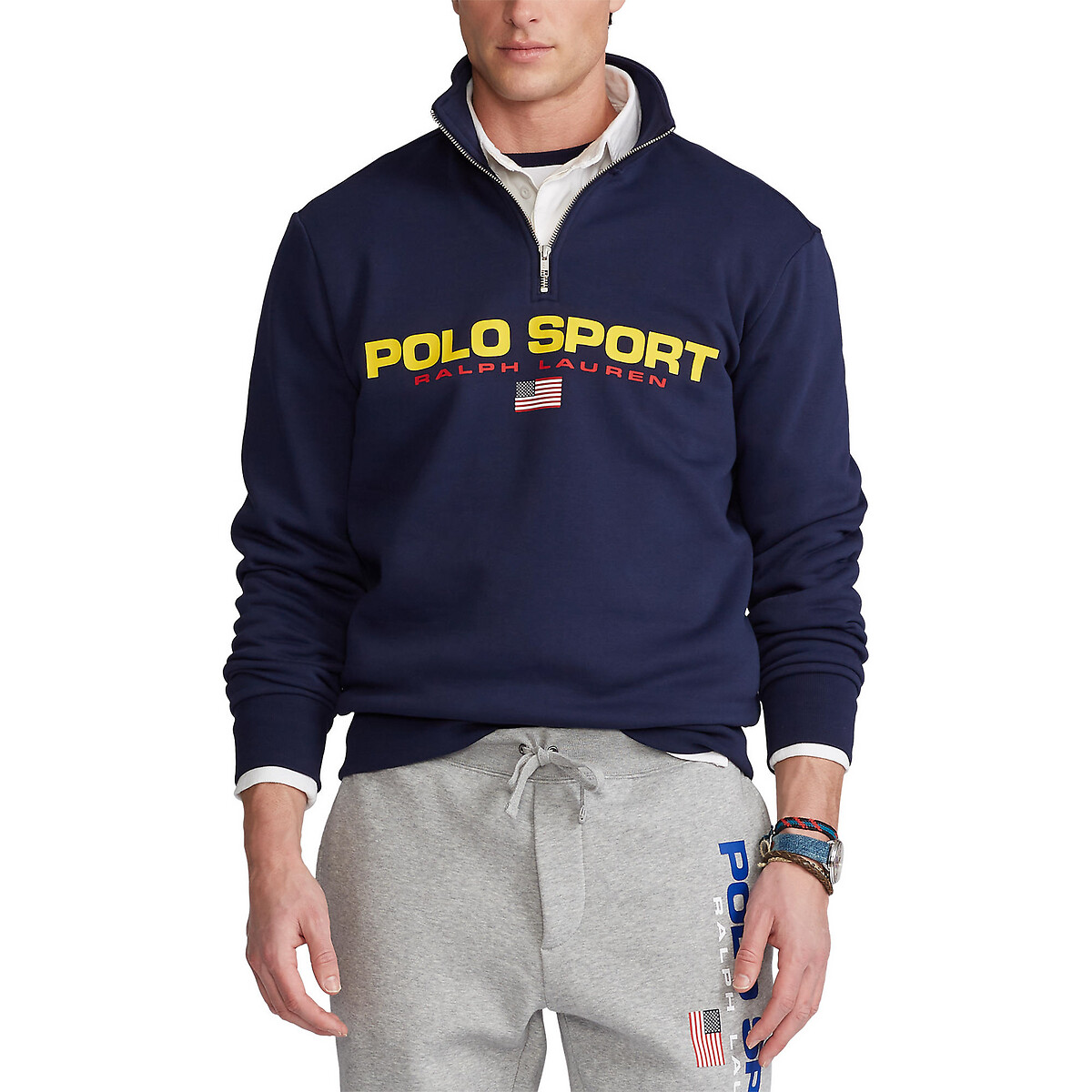 

Свитшот LaRedoute, Синий, Свитшот С воротником-стойкой на молнии Polo Sport L синий