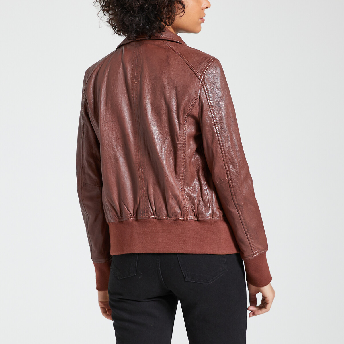 Куртка из кожи на молнии GIRL  S каштановый LaRedoute, размер S - фото 4