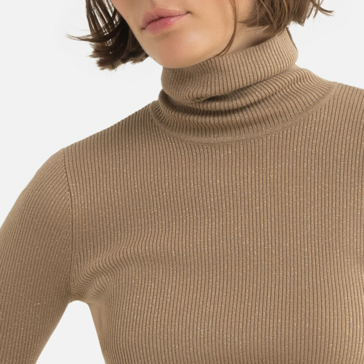 Пуловер LaRedoute С отворачивающимся воротником из плотного трикотажа S золотистый, размер S - фото 4