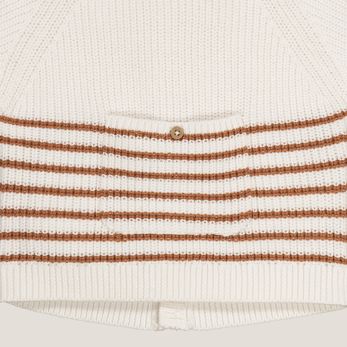 Пуловер с круглым вырезом из плотного трикотажа спинка на пуговицах  3 мес. - 60 см каштановый LaRedoute, размер 3 - фото 3