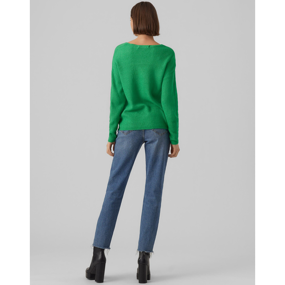 Пуловер Из пышного трикотажа V-образный вырез L зеленый LaRedoute, размер L - фото 4