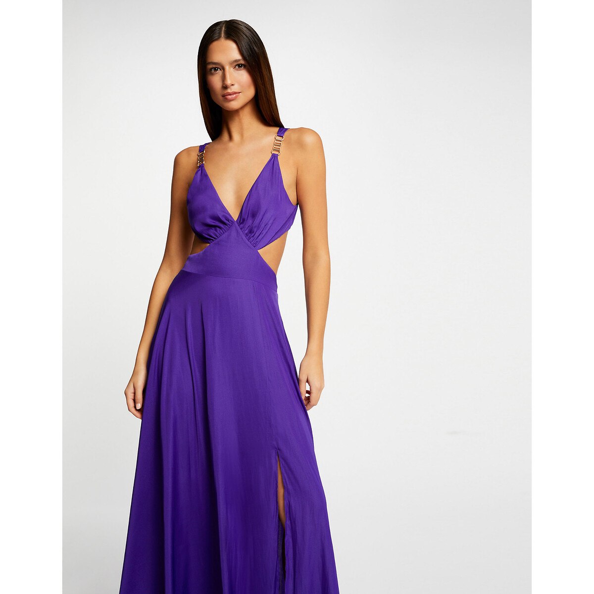 Платье Длинное бретели с украшением 46 фиолетовый