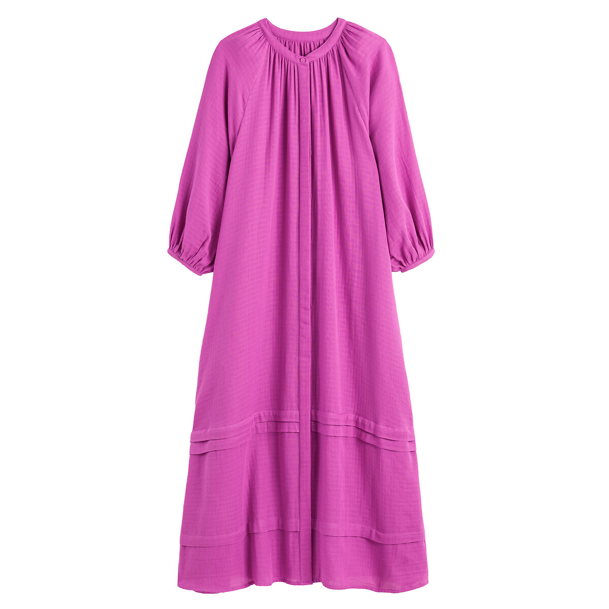 Платье Длинное из хлопчатобумажной газовой ткани с длинными рукавами 52 розовый LaRedoute, размер 52 - фото 5