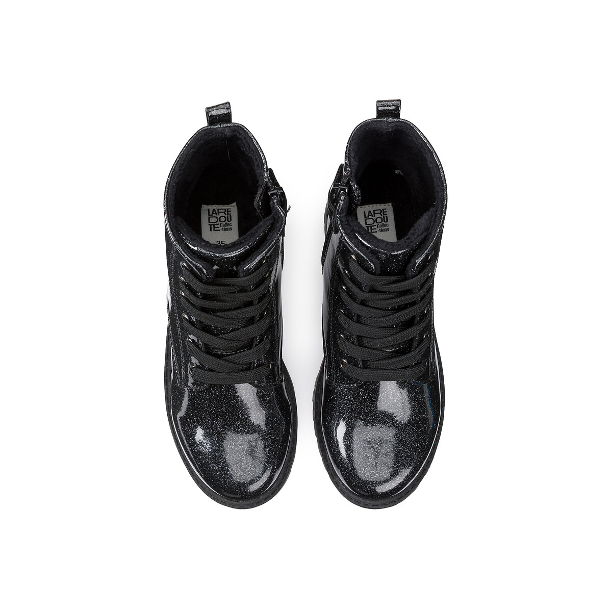 Ботинки на молнии и шнуровке с пайетками  26 черный LaRedoute, размер 26 - фото 3