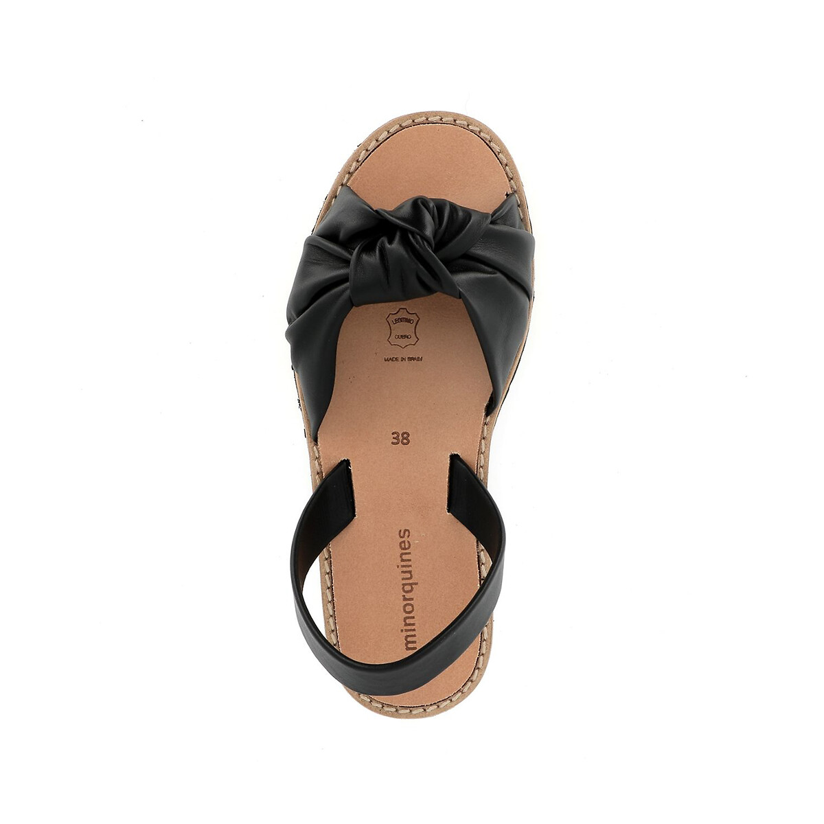 Сандалии MINORQUINES Из кожи на плоском каблуке AVARCA BAHIA 38 черный, размер 38 - фото 3