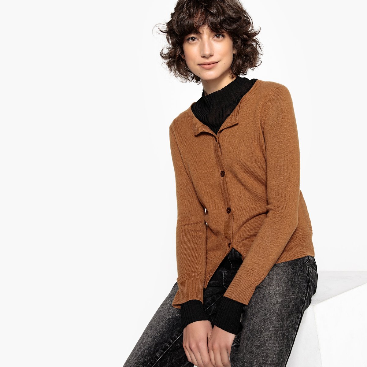 

Кардиган La Redoute, Каштановый, С круглым вырезом из кашемира L каштановый