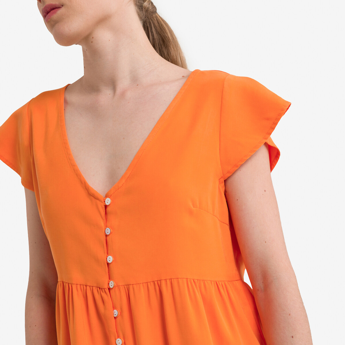 Платье Укороченное с короткими рукавами S оранжевый LaRedoute, размер S - фото 3