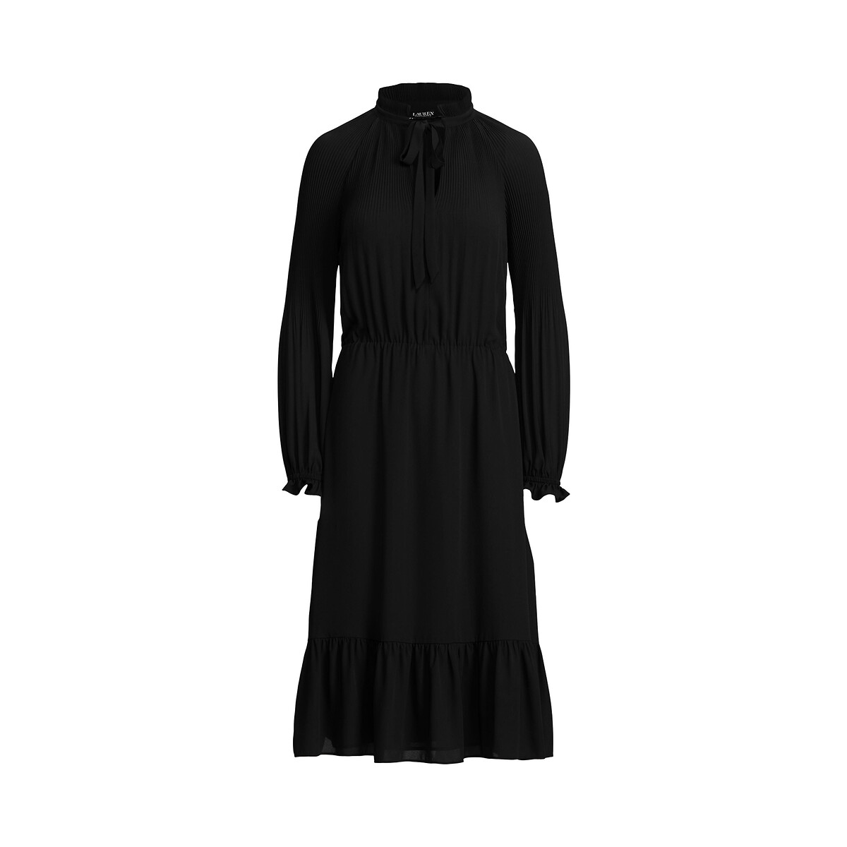 Платье-миди LAUREN RALPH LAUREN Со сборками и воланом длинные рукава L черный, размер L - фото 4