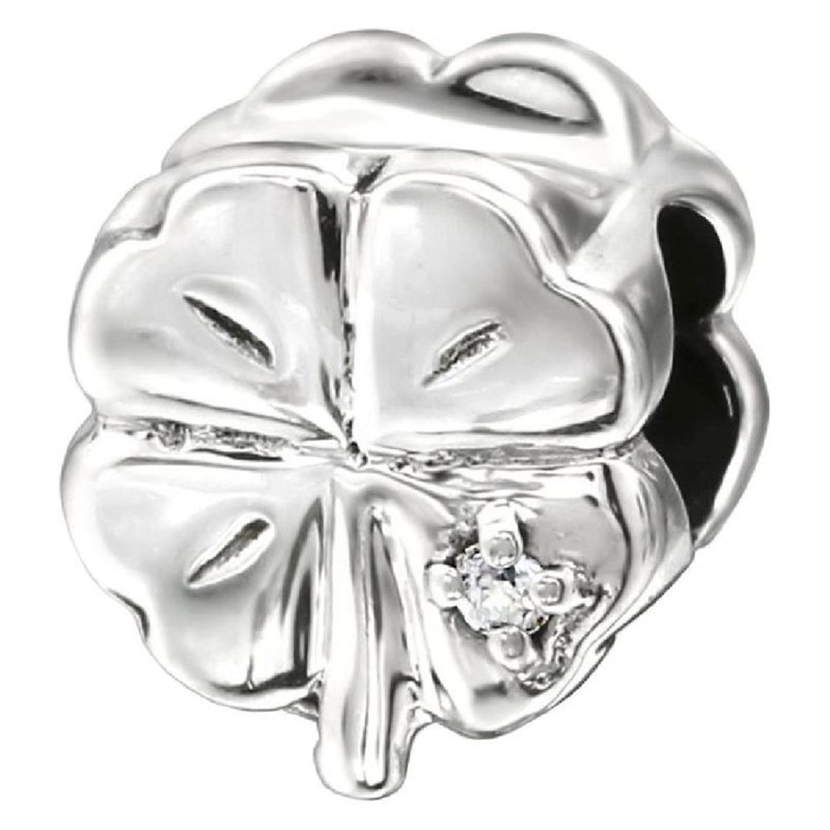 Charm Trèfle 4 Feuilles Porte Bonheur Chance - Charms Compatibles Pandora, Trollbeads, Chamilia, Biagi - Argent 925
