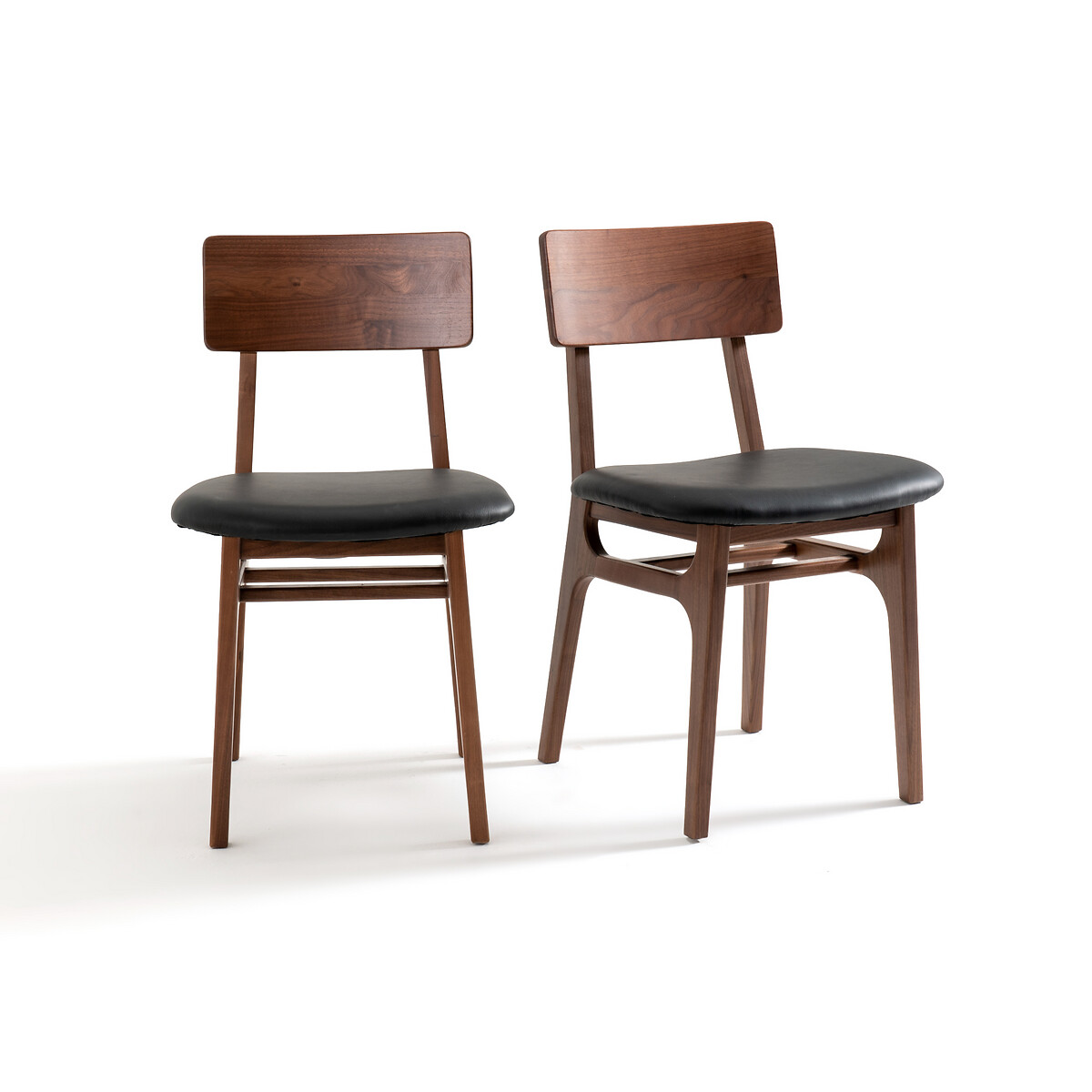 Комплект из 2 стульев из LaRedoute Комплект из 2 стульев из Массива орехового дерева и кожи Larsen единый размер каштановый
