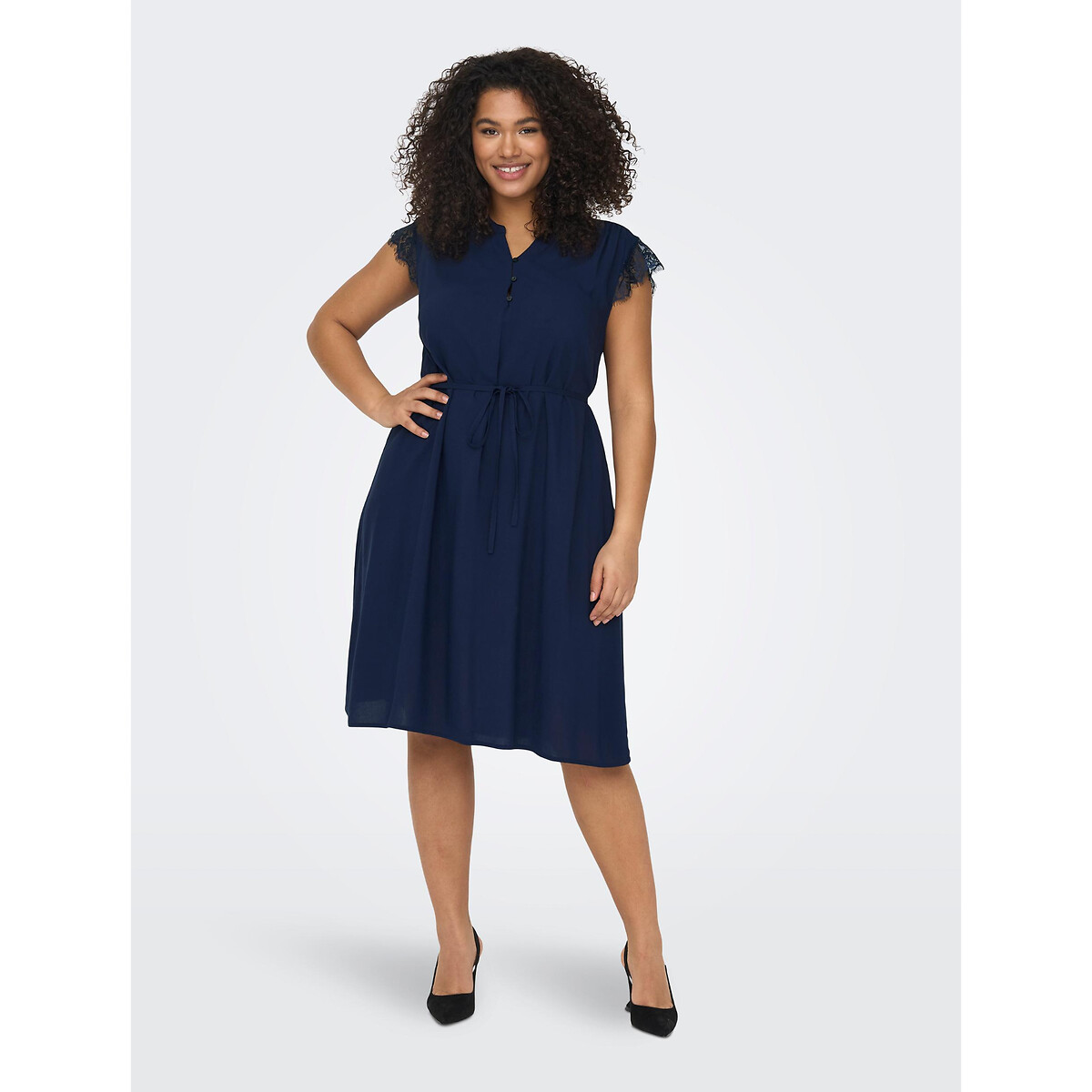 Платье Короткое с завязками 60 синий LaRedoute, размер 60 - фото 1