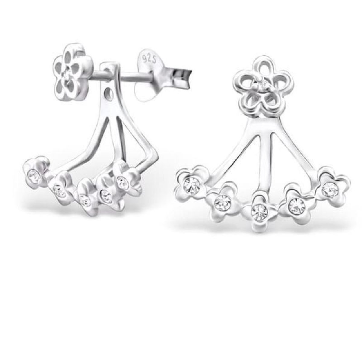 Boucles d'oreilles Dessous Lobe Fleur Argent 925