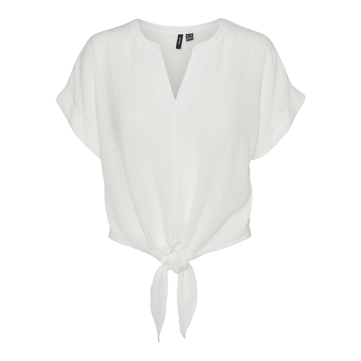 Блузка укороченная с завязками  XS белый LaRedoute, размер XS