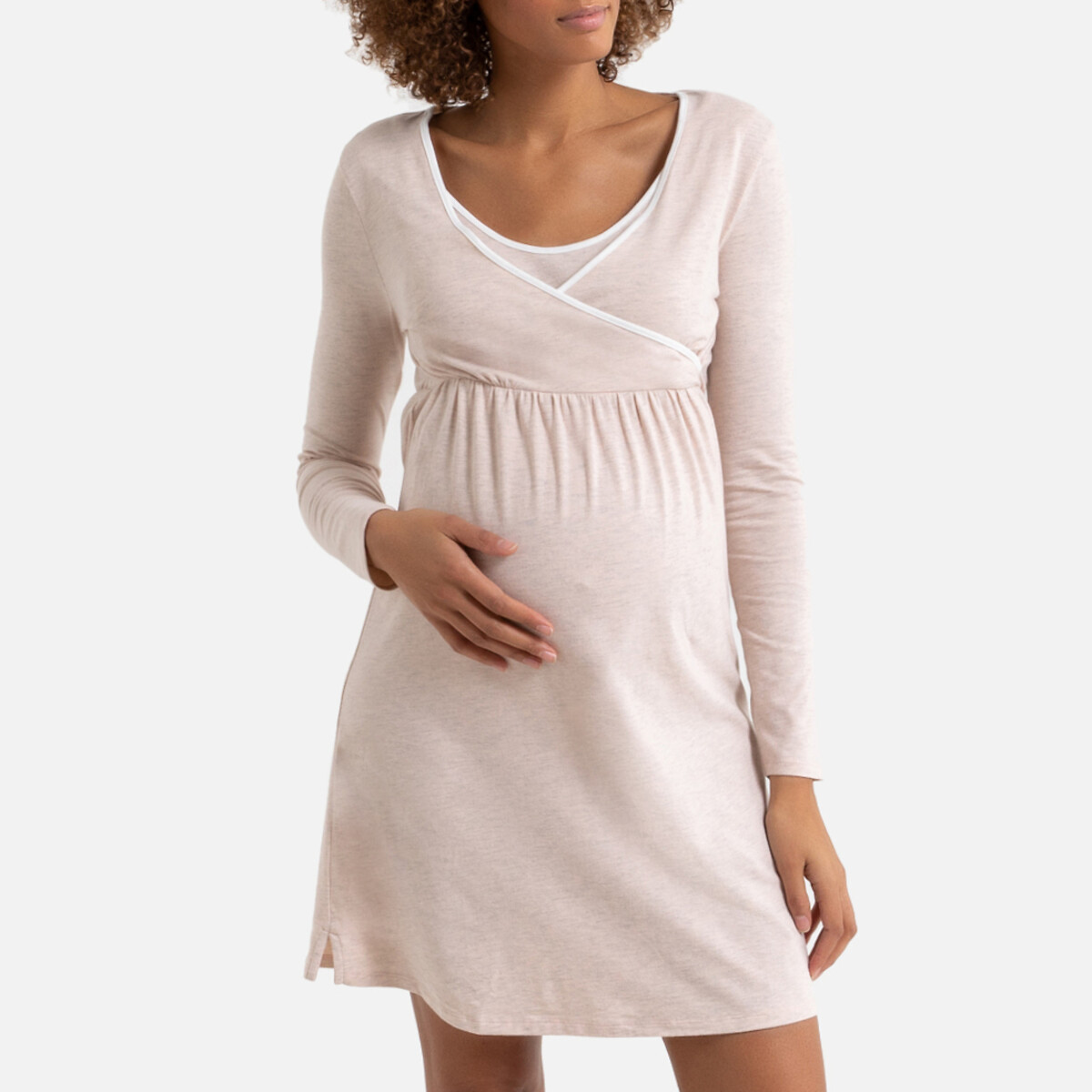Ночная La Redoute Рубашка для периода беременности и грудного вскармливания 34/36 (FR) - 40/42 (RUS) бежевый, размер 34/36 (FR) - 40/42 (RUS)