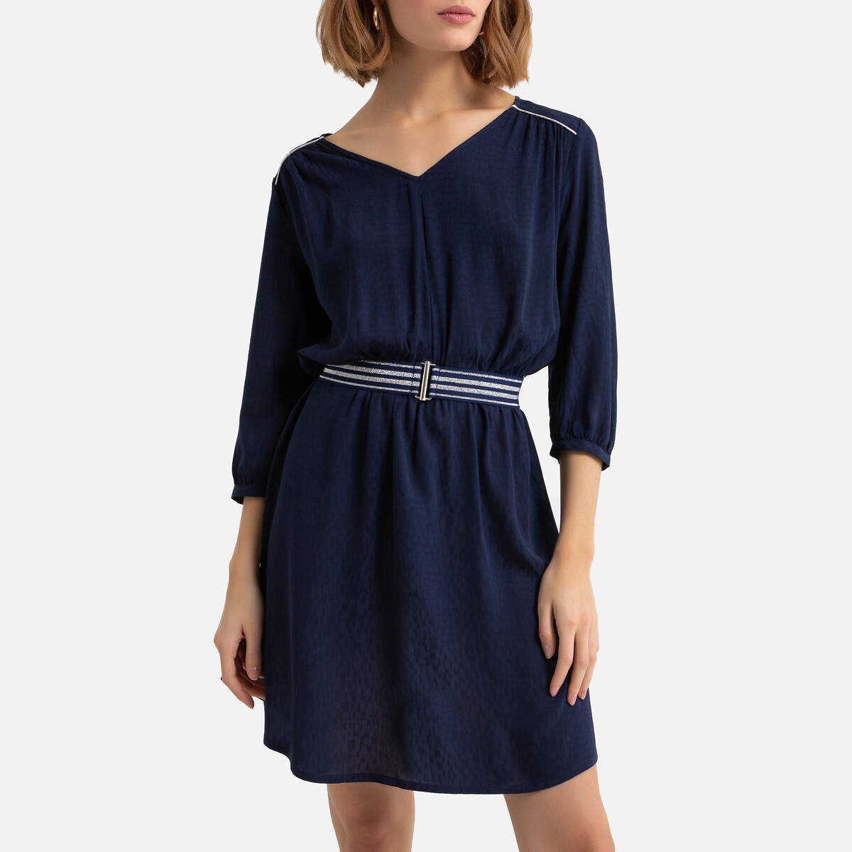 

Платье La Redoute, Синий, Жаккардовое струящееся с ремешком рукава 34 XS синий
