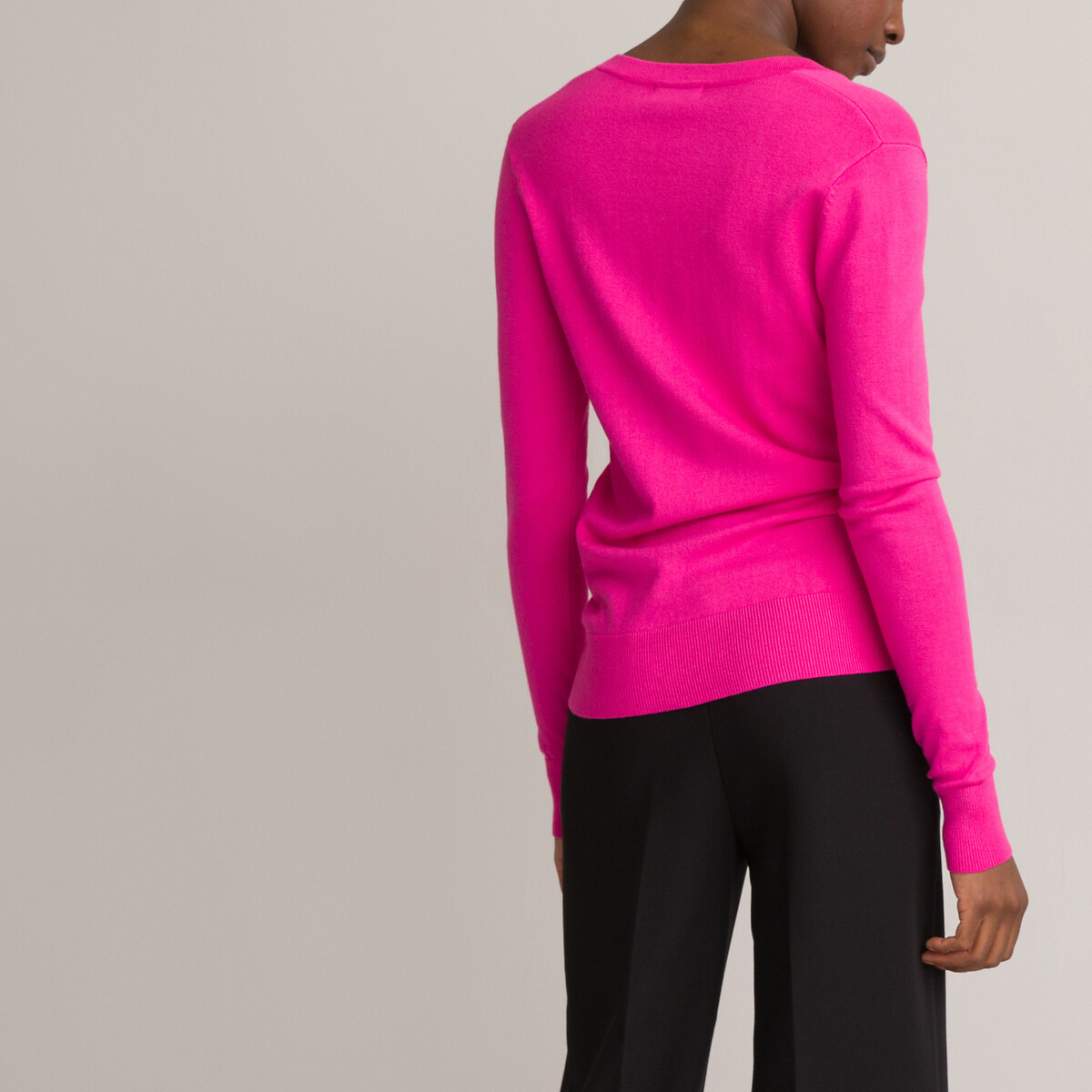 Пуловер С V-образным вырезом базовая модель M розовый LaRedoute, размер M - фото 4