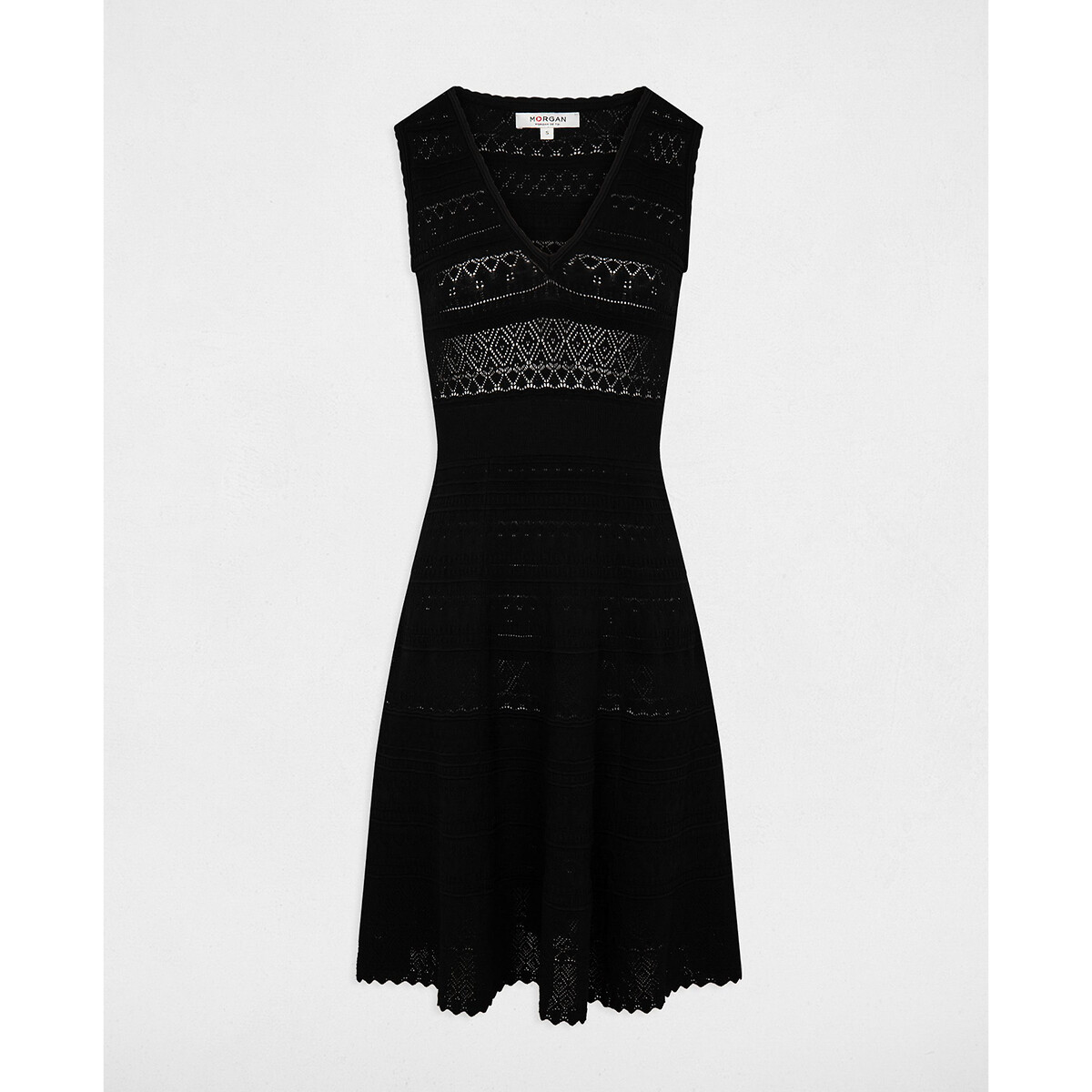 Платье из ажурного трикотажа расклешенное  42 черный LaRedoute, размер 42 - фото 5