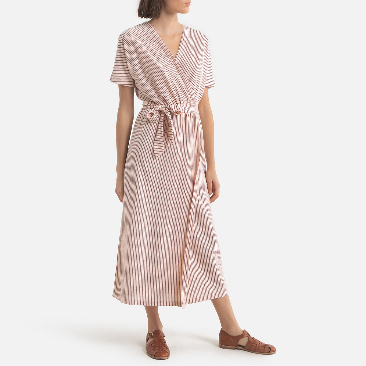 Платье LaRedoute В полоску с запахом GLOUGLOU 0(XS) розовый, размер 0(XS) В полоску с запахом GLOUGLOU 0(XS) розовый - фото 2