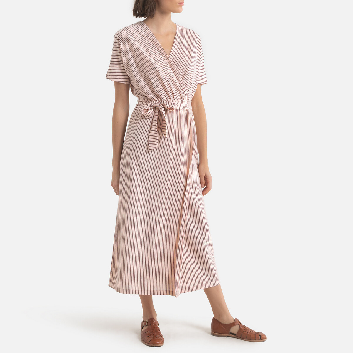 

Платье LaRedoute, Розовый, В полоску с запахом GLOUGLOU 0(XS) розовый